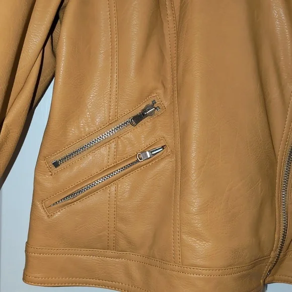 NWT - INC International Concepts Mustard Vegan Leather Jacket - Picture 3 of 10